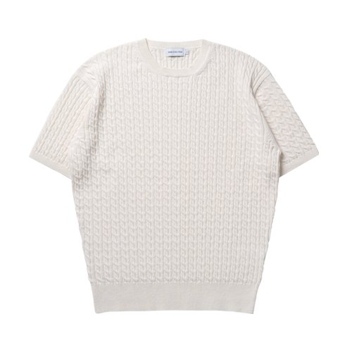 Short Sleeved Cable Round Knit (Ivory)