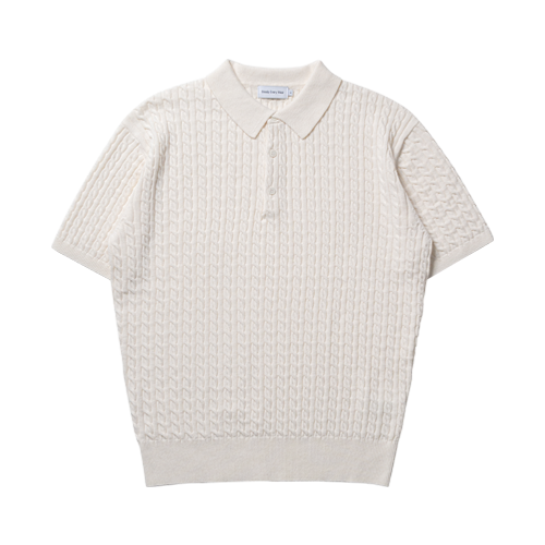 Short Sleeved Cable Collar Knit (Ivory)